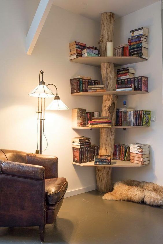 25 diy bookshelf corner
 ideas