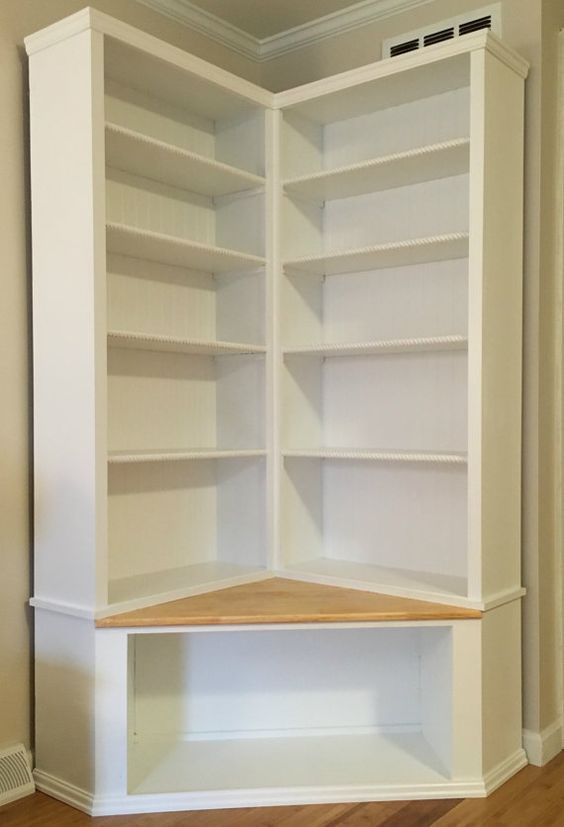 Shabby Chic Corner Bookcase With Seat -   25 diy bookshelf corner
 ideas