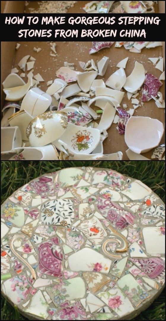 Add Character to Your Garden by Turning Broken China into Gorgeous Stepping Stones #GardeningBackyard -   25 garden stones broken china
 ideas