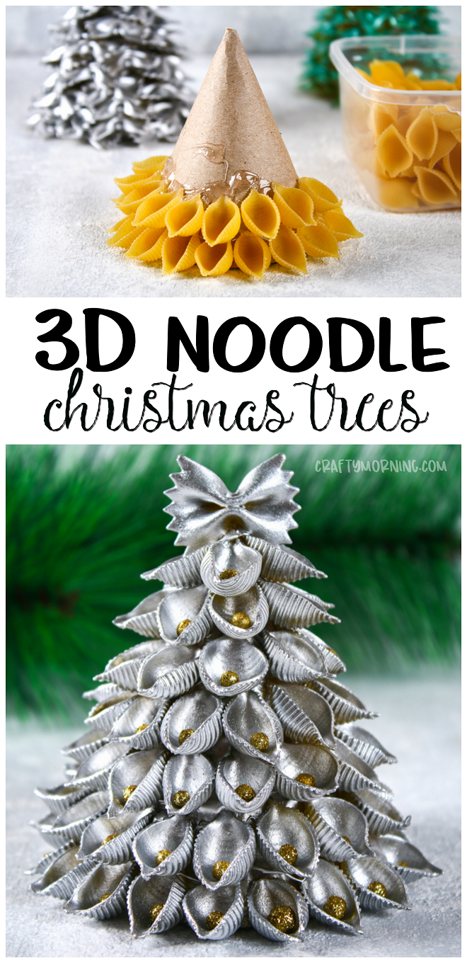 3D Noodle Christmas Trees Craft -   25 unique diy art
 ideas