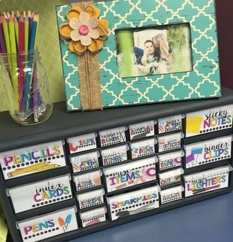 Teacher Toolbox Labels {BRIGHT & Editable} -   10 teacher desk decor
 ideas