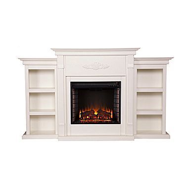 SEI Tennyson Wood/Veneer Electric Floor Standing Fireplace, Ivory -   13 free standing fireplace decor
 ideas