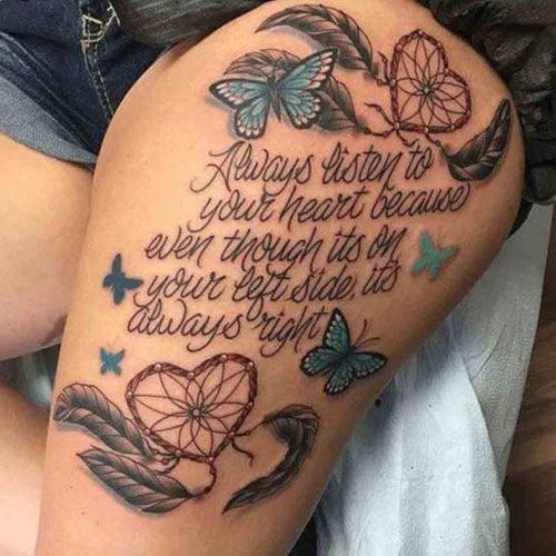 125 Best Thigh Tattoos For Women: Cute Ideas + Designs (2019 Guide) -   13 meaningful tattoo country
 ideas