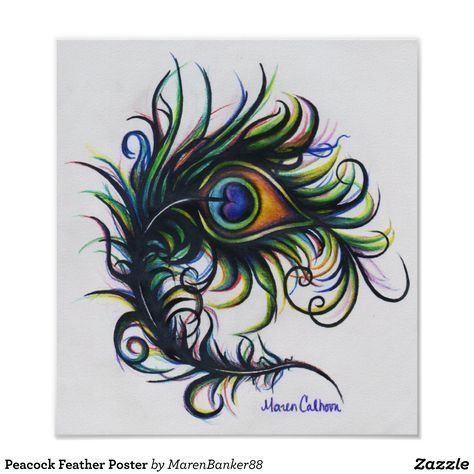 Peacock Feather Poster | Zazzle.com -   13 unique tattoo feathers
 ideas