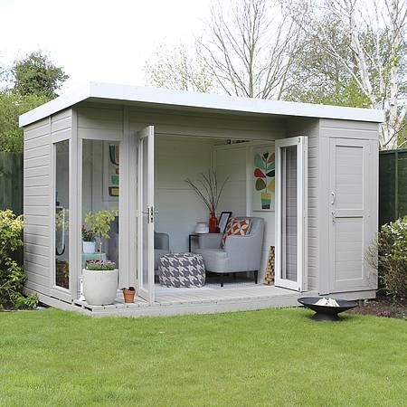 12 x 8 Waltons Contemporary Summerhouse with Side Shed -   14 garden house office
 ideas
