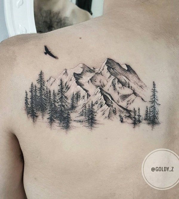 40 Landscape Tattoo Ideas -   15 montana mountain tattoo
 ideas