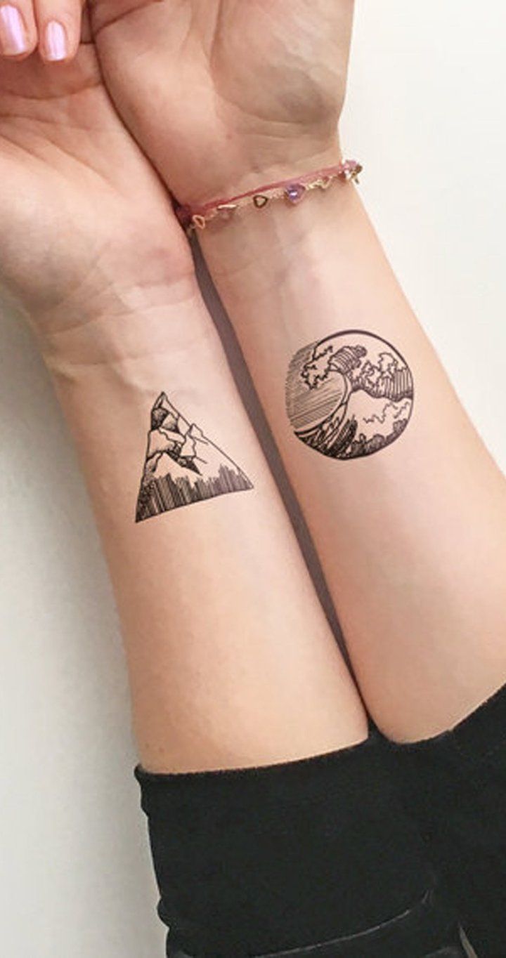 Solstice Small Geometric Nature Waves & Mountain Temporary Tattoo -   15 montana mountain tattoo
 ideas