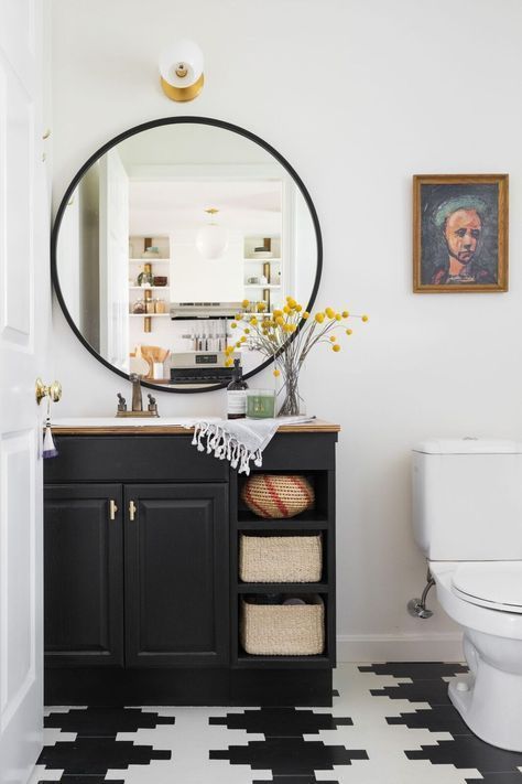A Suburban Home Gets A Modern Bohemian Makeover -   16 diy bathroom cupboard
 ideas