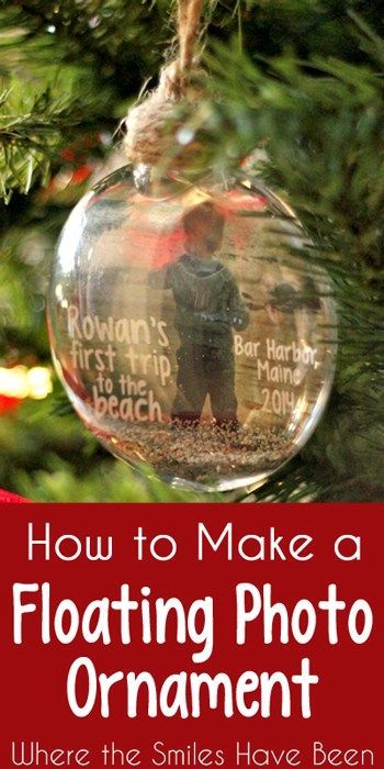 How to Make a Floating Photo Ornament: Baby's First Trip to the Beach -   17 diy ornaments personalized
 ideas
