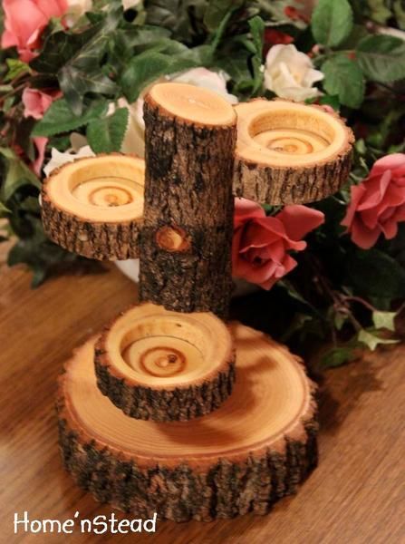 Tiered Candle Holder Stand / Rustic Wedding / Home Decor Candle Tree -   18 diy candles stand
 ideas