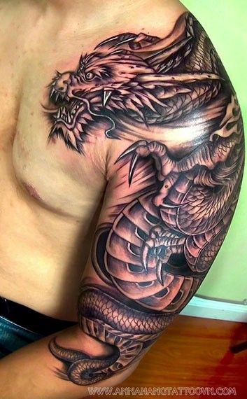 101 Unique Dragon Tattoos for Men and Woman -   18 dragon tattoo man
 ideas