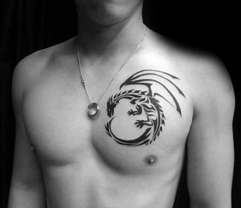 60 Tribal Dragon Tattoo Designs For Men - Mythological Ink Ideas -   18 dragon tattoo man
 ideas