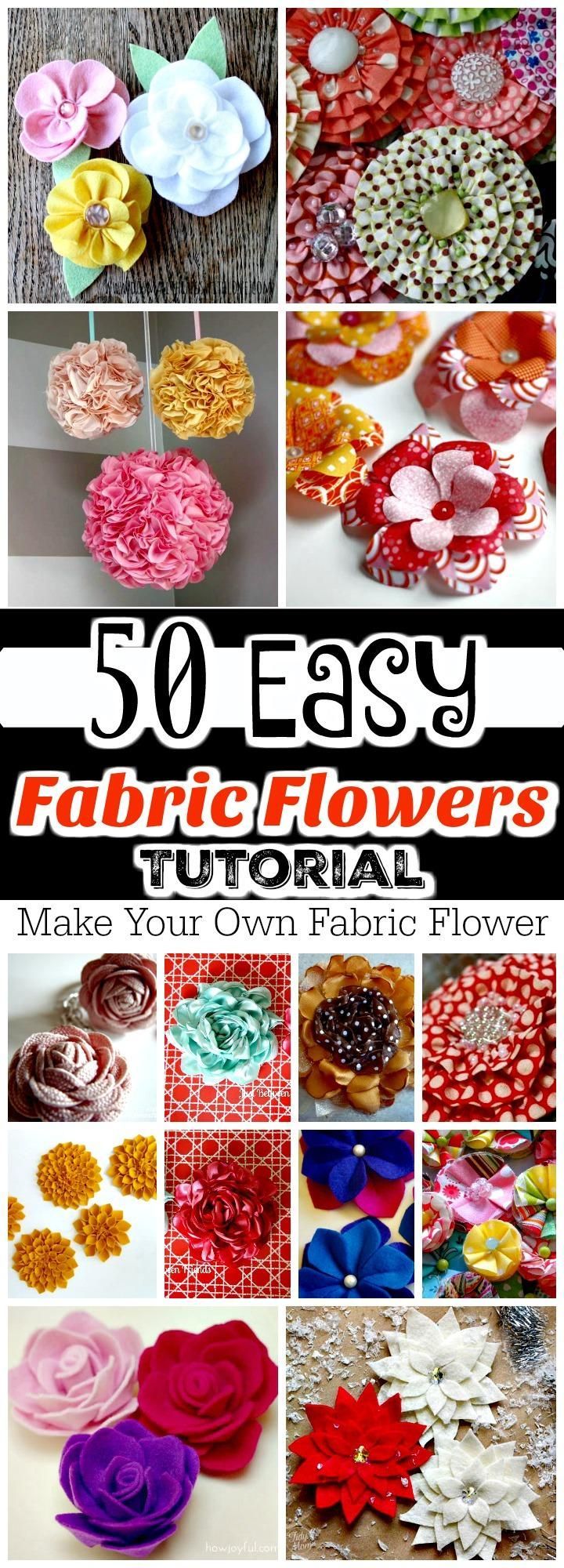 50 Easy Fabric Flowers Tutorial - Make Your Own Fabric Flowers -   18 ribbon flower crafts
 ideas