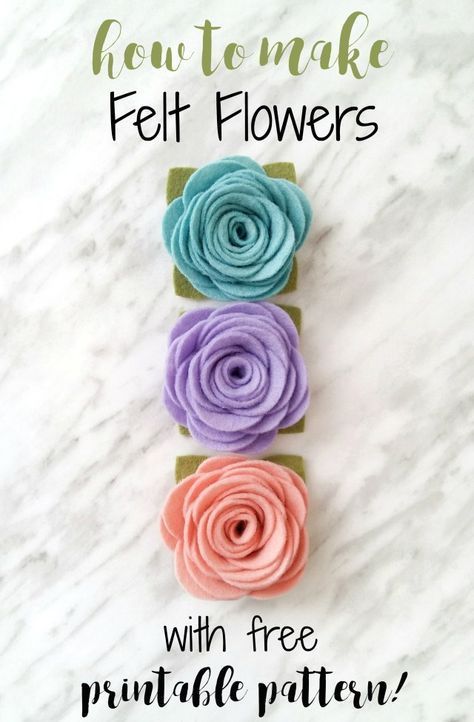 How to Make Felt Flowers - with free printable pattern -   18 ribbon flower crafts
 ideas