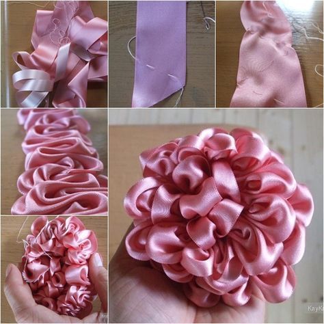 DIY Ruffled Ribbon Flower -   18 ribbon flower crafts
 ideas