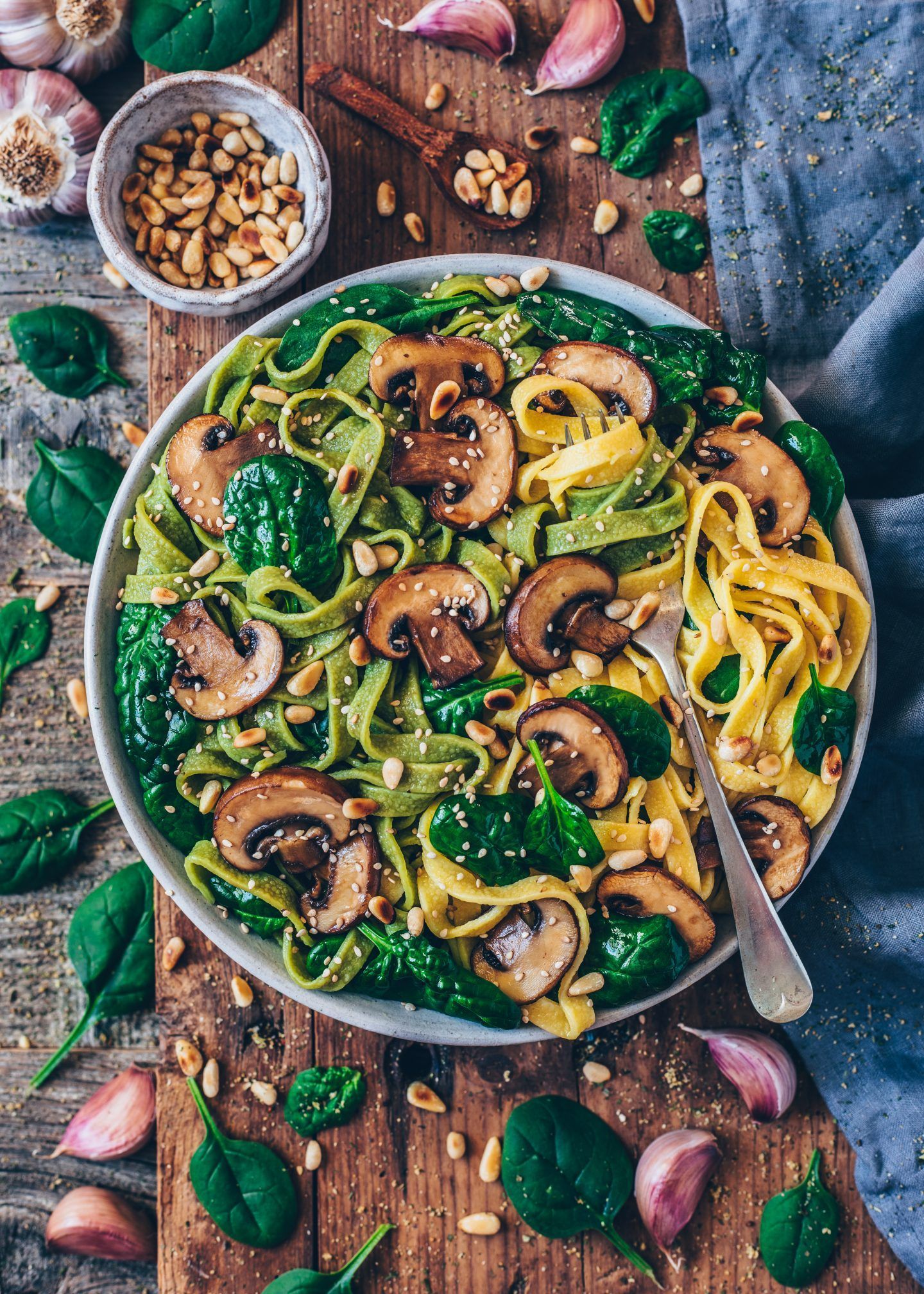 Vegan Mushroom Pasta with Spinach (easy -   18 vegan food recipes
 ideas