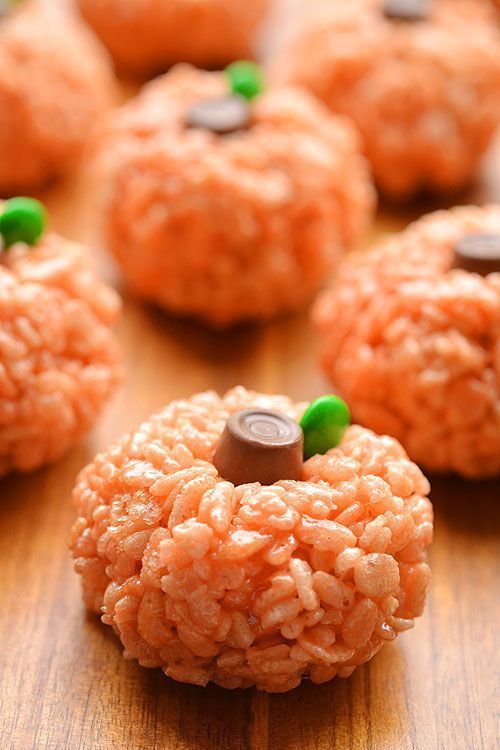 Rice Krispie Treat Pumpkins -   19 thanksgiving crafts sweet treats
 ideas