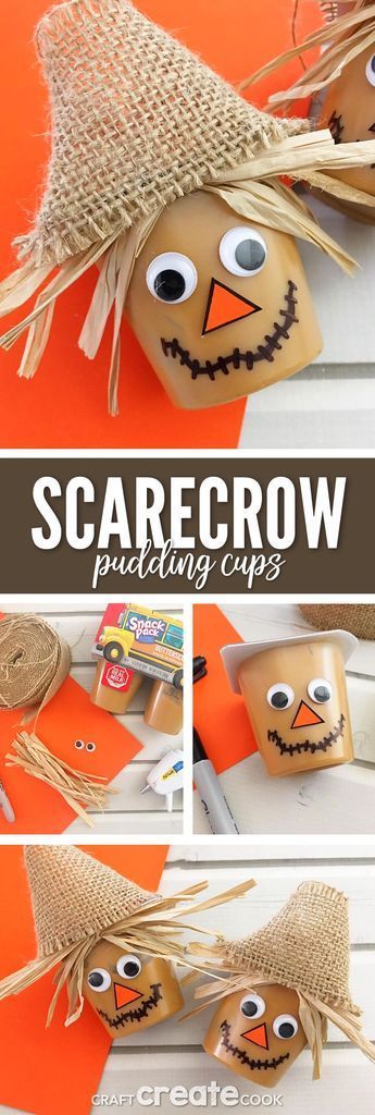 Scarecrow Pudding Cups -   19 thanksgiving crafts sweet treats
 ideas