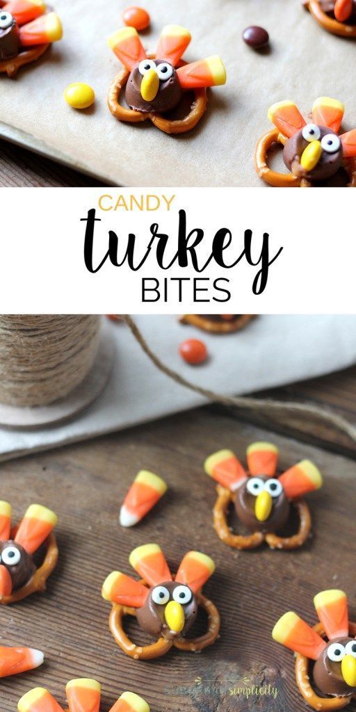 Candy Pretzel Turkey Bites -   19 thanksgiving crafts sweet treats
 ideas