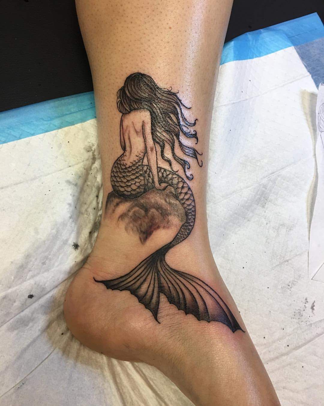 45+ Glorious Ankle Tattoo Designs That Are Honestly Inspiring -   20 beautiful mermaid tattoo
 ideas
