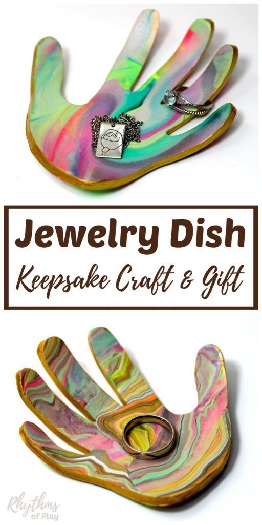 Handprint Art Jewelry Dish and Ring Bowl - VIDEO -   20 crafts gifts love ideas