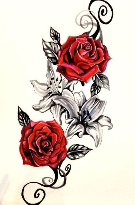 Vintage Red Rose Realistic Temporary Tattoo -   20 rose crown tattoo
 ideas