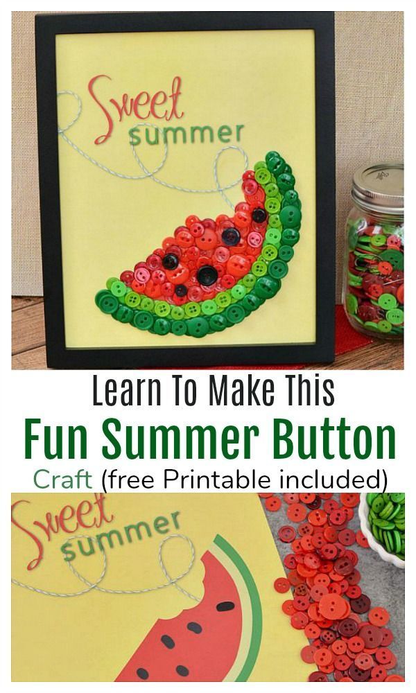 Easy Watermelon Button Craft & Free Printable -   20 summer crafts for women
 ideas