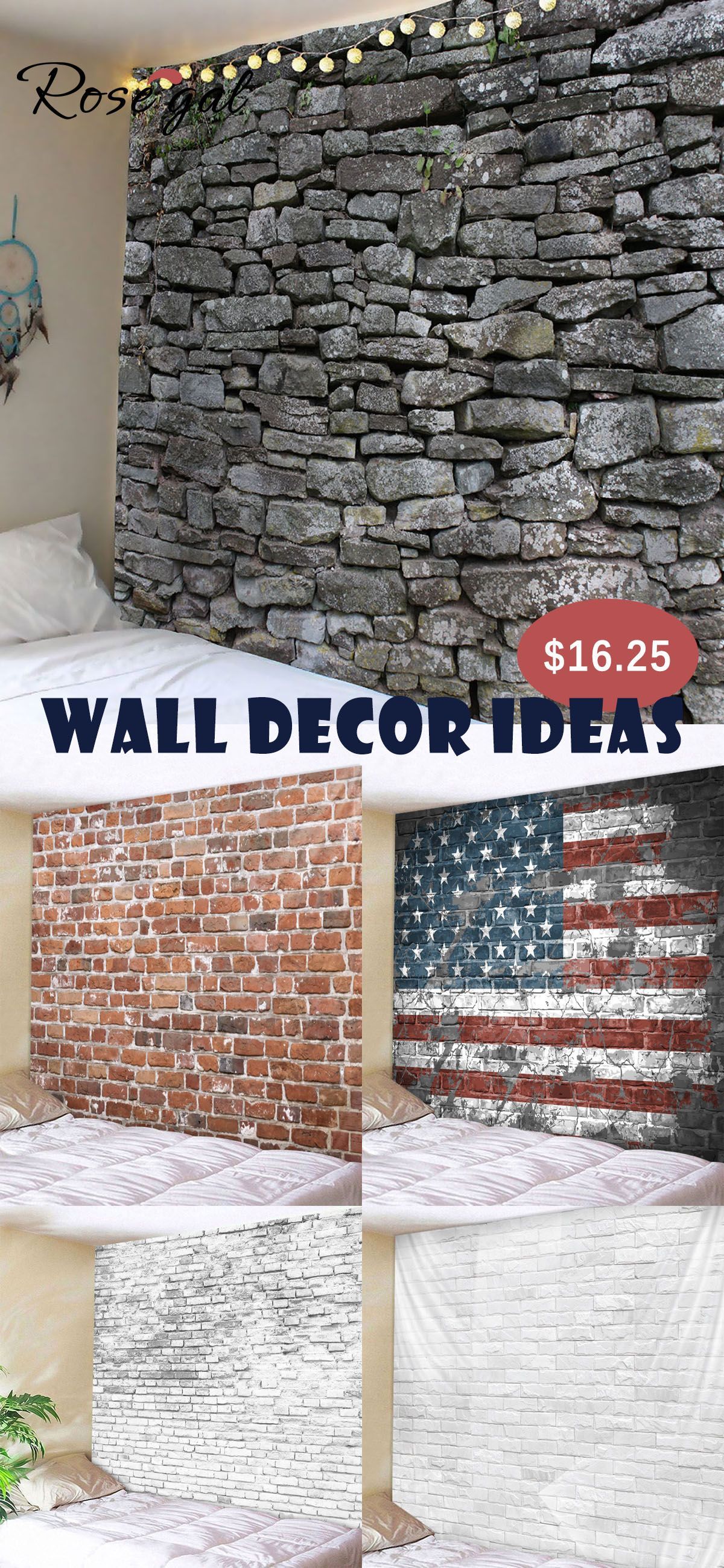 Rosegal brick wall decor ideas -   21 bedroom decor bohemian
 ideas