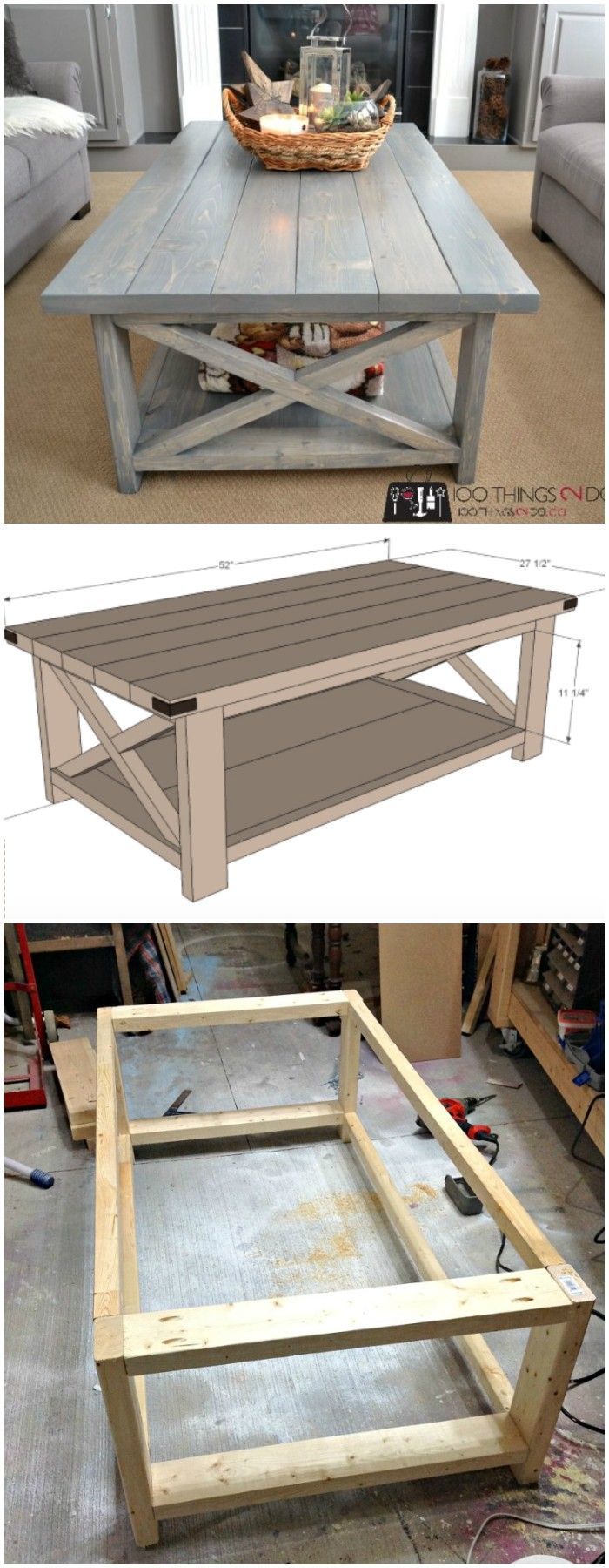 DIY Coffee Table - Rustic X -   21 crafts table
 ideas