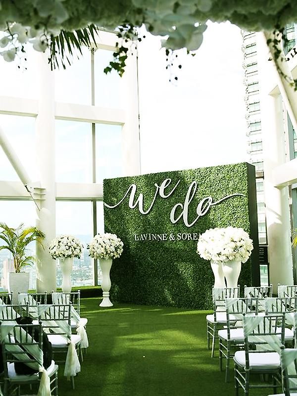 11 Sq ft. | 4 Panels Artificial Green Boxwood Hedge Faux Foliage Green Garden Wall Mat -   21 garden wedding marquee
 ideas