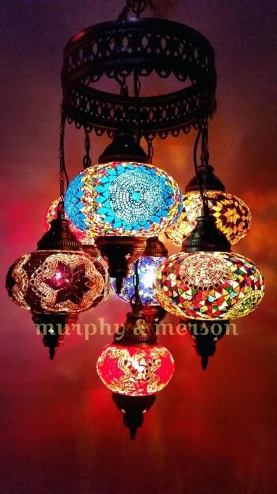 Turkish Pendant Mosaic Lamp 7 Globe Moroccan Style Chandeliers Hanging Light Night Tiffany Lamp Anti -   21 moroccan decor art
 ideas