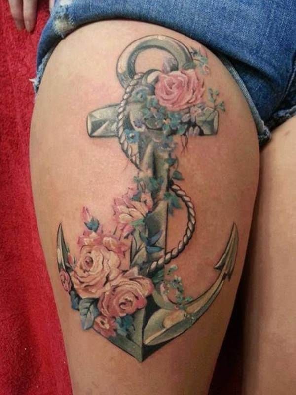 22 female anchor tattoo
 ideas