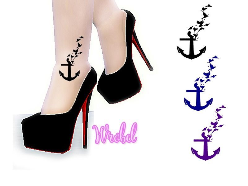 This is female tattoo with anchor and birds for ankle-bone.  Found in TSR Category 'Sims 4 Female Tattoos' -   22 female anchor tattoo
 ideas