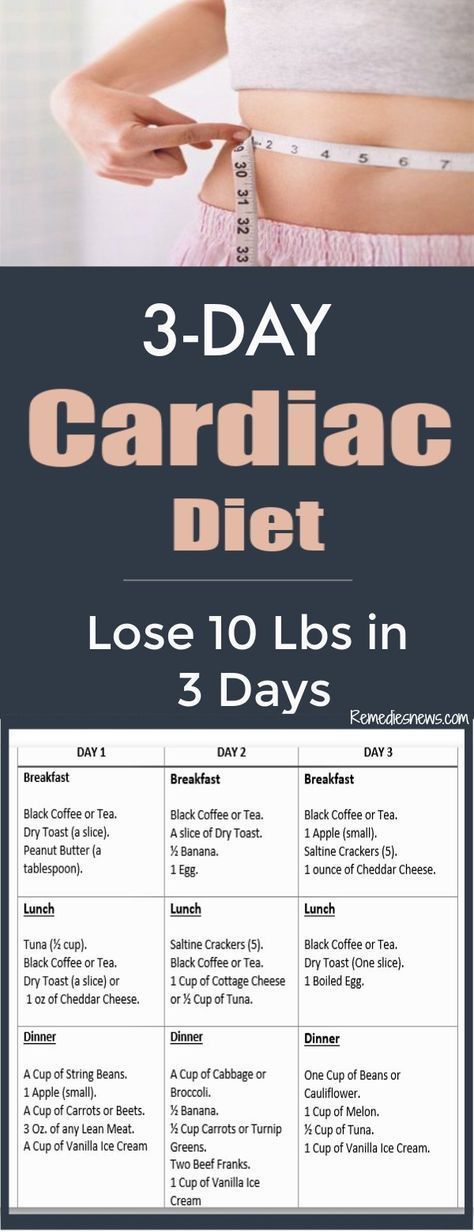 3-Day Cardiac Diet: Lose 10 Pounds in 3 Days with Heart Healthy Foods -   22 medical diet weightloss
 ideas