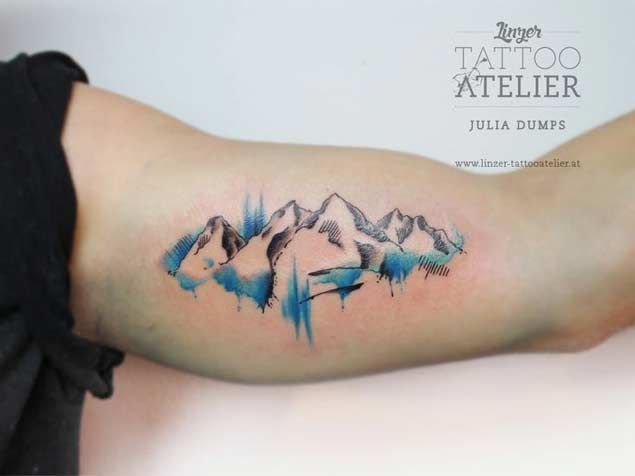 25 Breathtaking Mountain Tattoos That Flat Out Rock -   22 watercolor tattoo mountain
 ideas