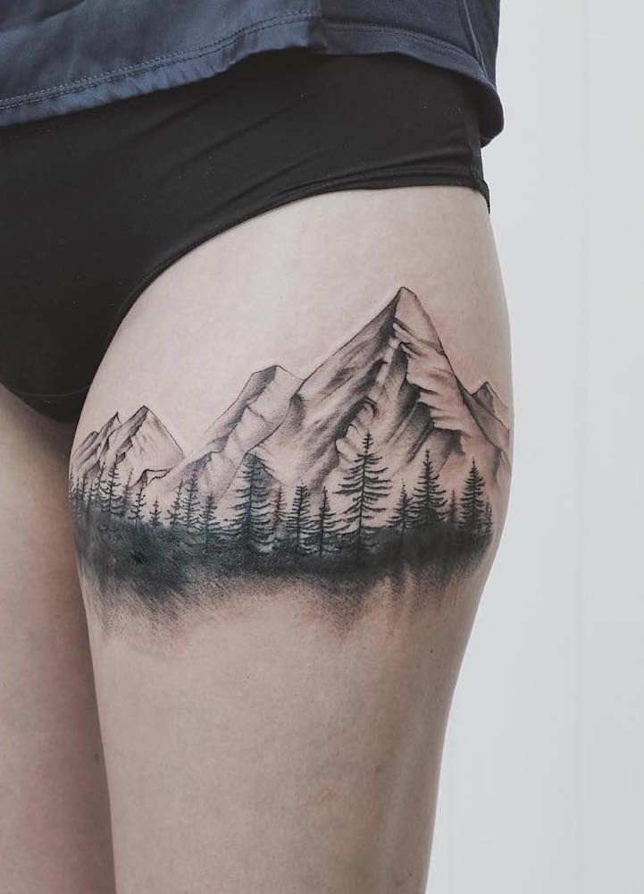 Delicate Tattoos Fuse the Graceful Beauty of Nature with Structured Geometry -   22 watercolor tattoo mountain
 ideas