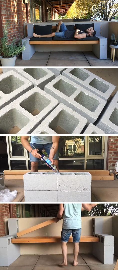 Make Your Own Inexpensive Outdoor Furniture With This DIY Concrete Block Bench -   23 diy bench concrete
 ideas
