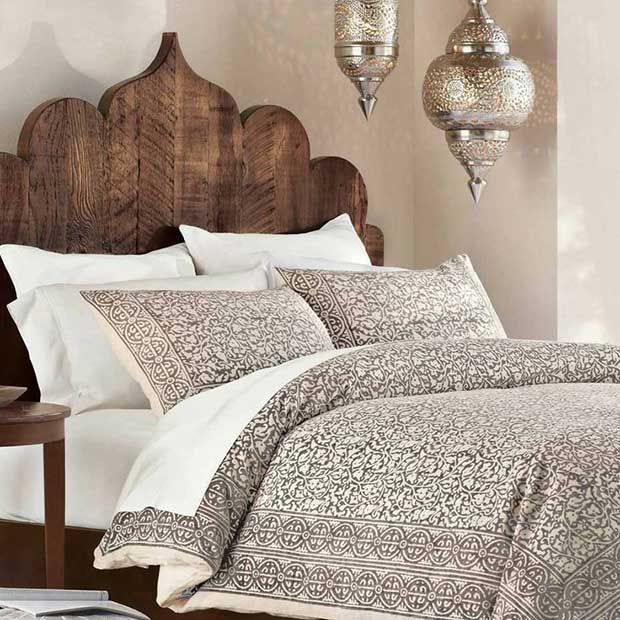 The Block Printing Textiles of India - Indian Design in Bedroom Decor. added because i admire the headboard and hanging lamps -   23 morrocan decor bedroom
 ideas