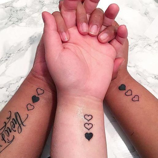Shaded Hearts Sister Tattoos #smalltattoos -   24 best friend sister tattoo
 ideas