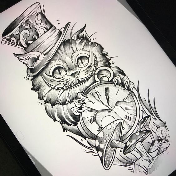 Alice In Wonderland Cheshire Cat Tattoo -   24 disney tattoo alice
 ideas