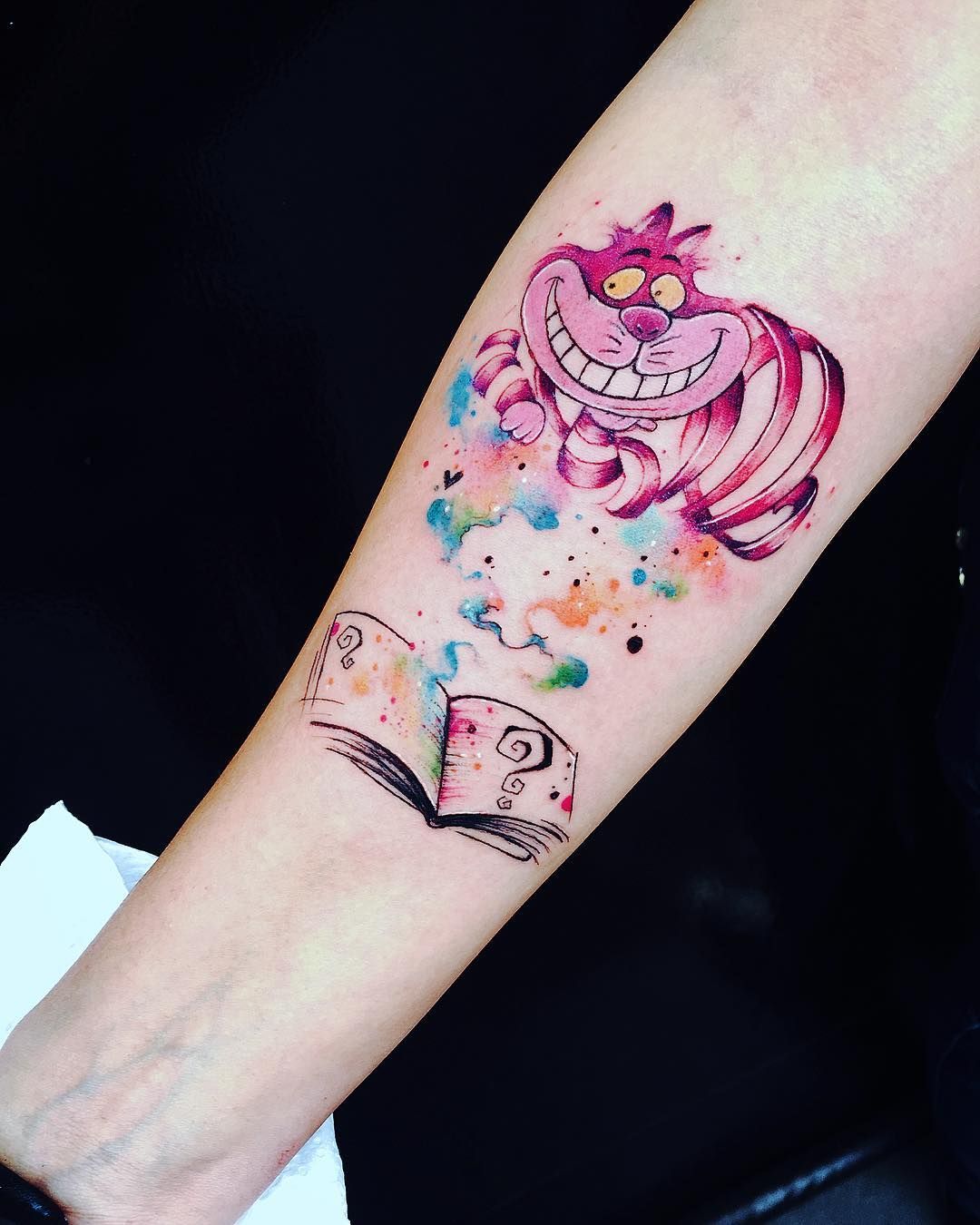 Watercolor Cheshire tattoo by Jessica Damasceno   | Muchness (Underland) Alice in Wonderland -   24 disney tattoo alice
 ideas