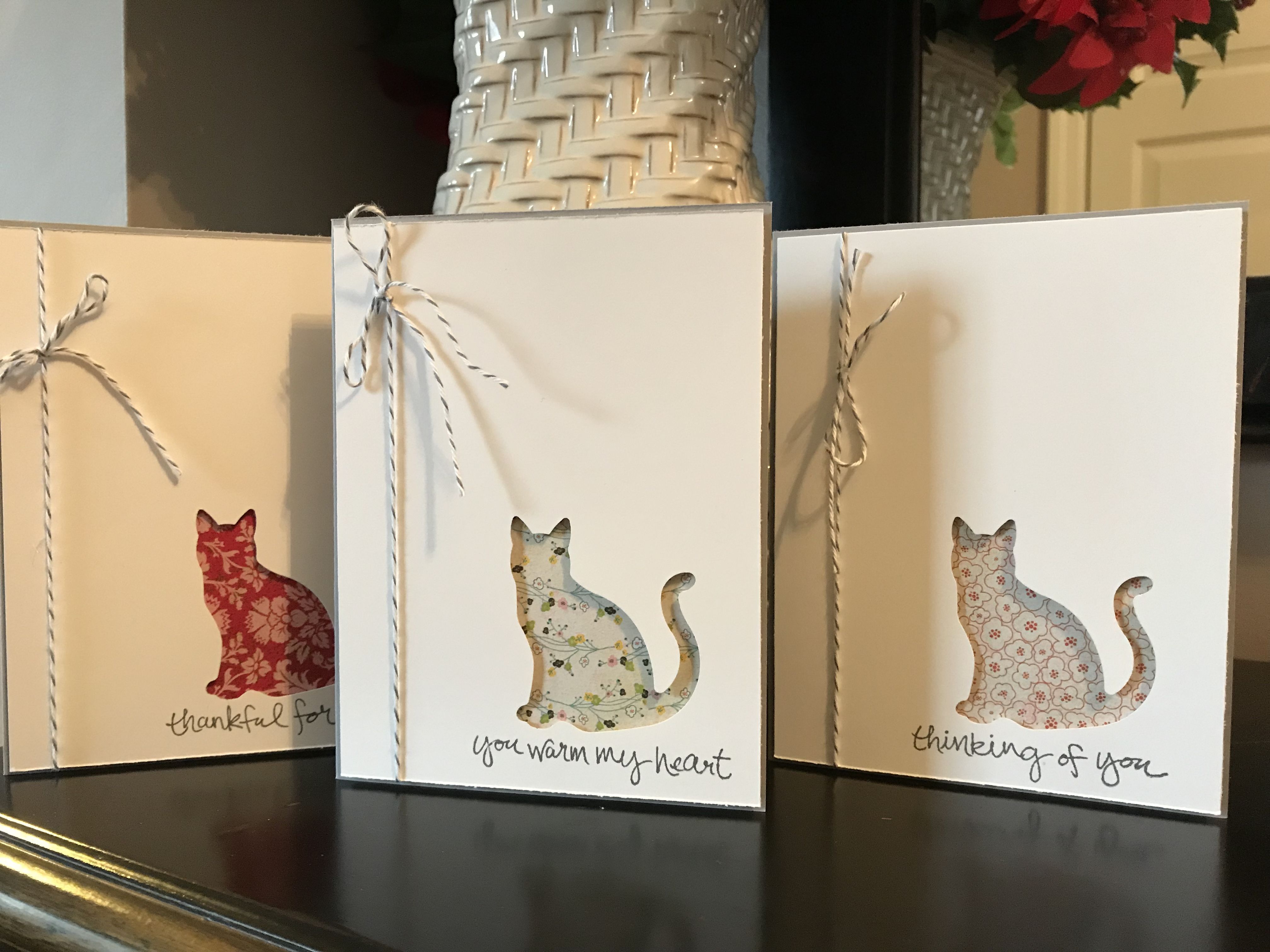 Cards by Kelly - Stampin Up cat punch with varied patterned paper DSP with sentiments from Sheltering Tree and twine as an accent -   24 fall crafts yards
 ideas