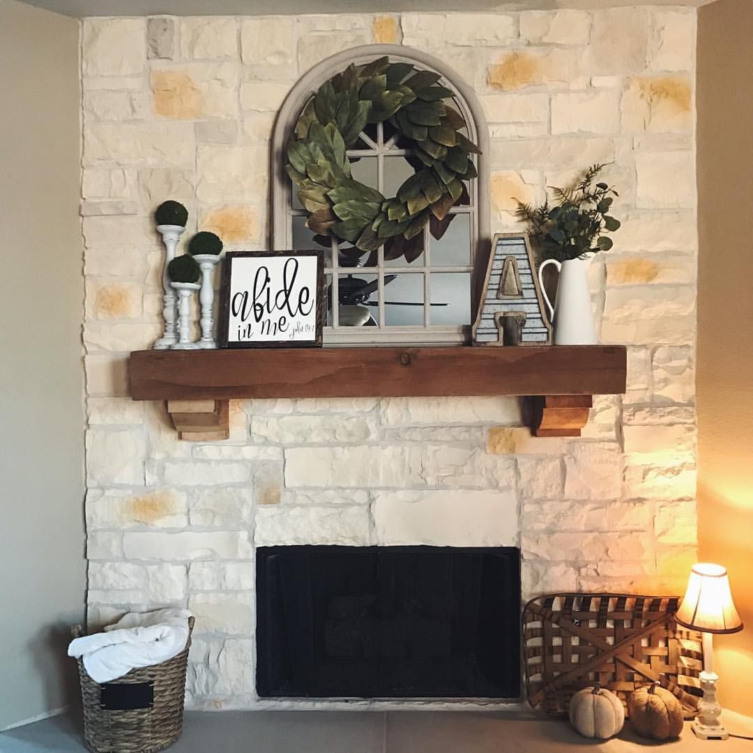 Farmhouse Mantel with Magnolia Wreath, tobacco basket See this Instagram photo by @thelilacdoor -   24 farmhouse mantle decor
 ideas