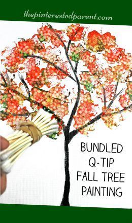 Bundled Q-Tip Autumn Tree -   24 fun fall crafts
 ideas