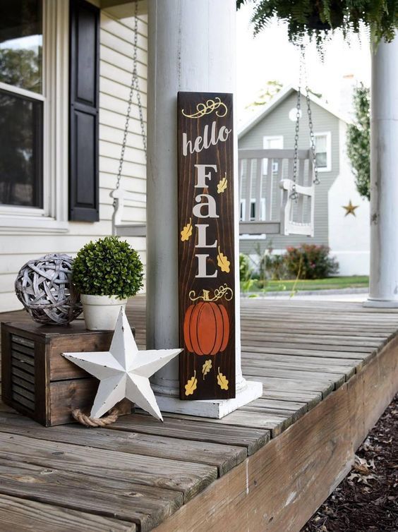 Hello Fall porch sign I Fall sign I Fall decor I Porch sign I Autumn I Autumn sign I Pumpkins I Pumpkin porch sign I Fall porch sign -   24 fun fall crafts
 ideas