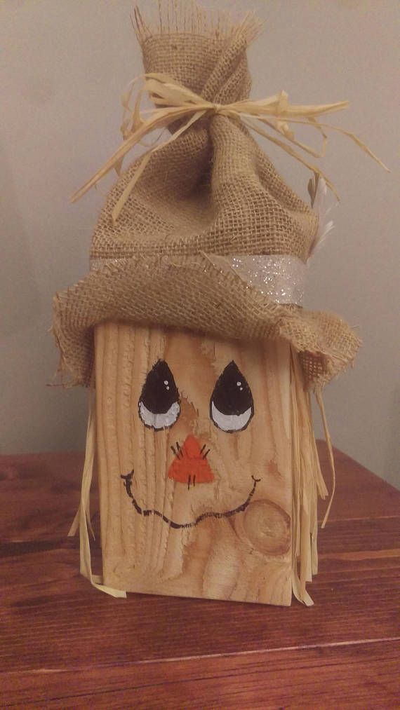 Wooden Scarecrow; Scarecrow Block; Rustic Scarecrow; Hand Painted Scarecrow -   24 fun fall crafts
 ideas
