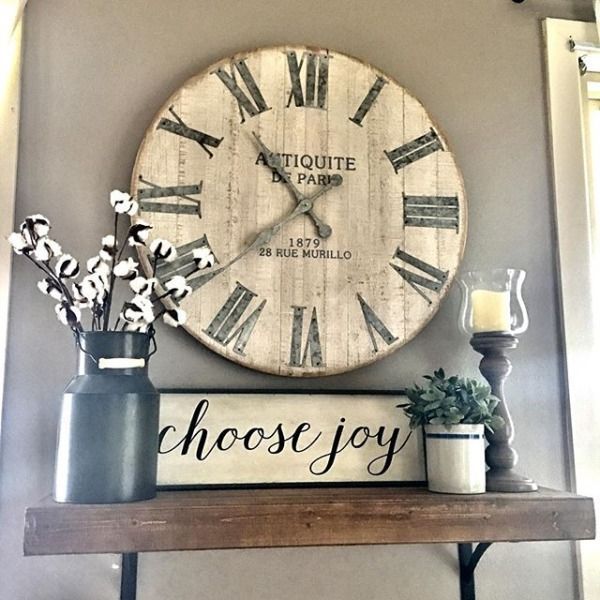 Whitewashed Wall Clock -   24 mantle decor with clock
 ideas