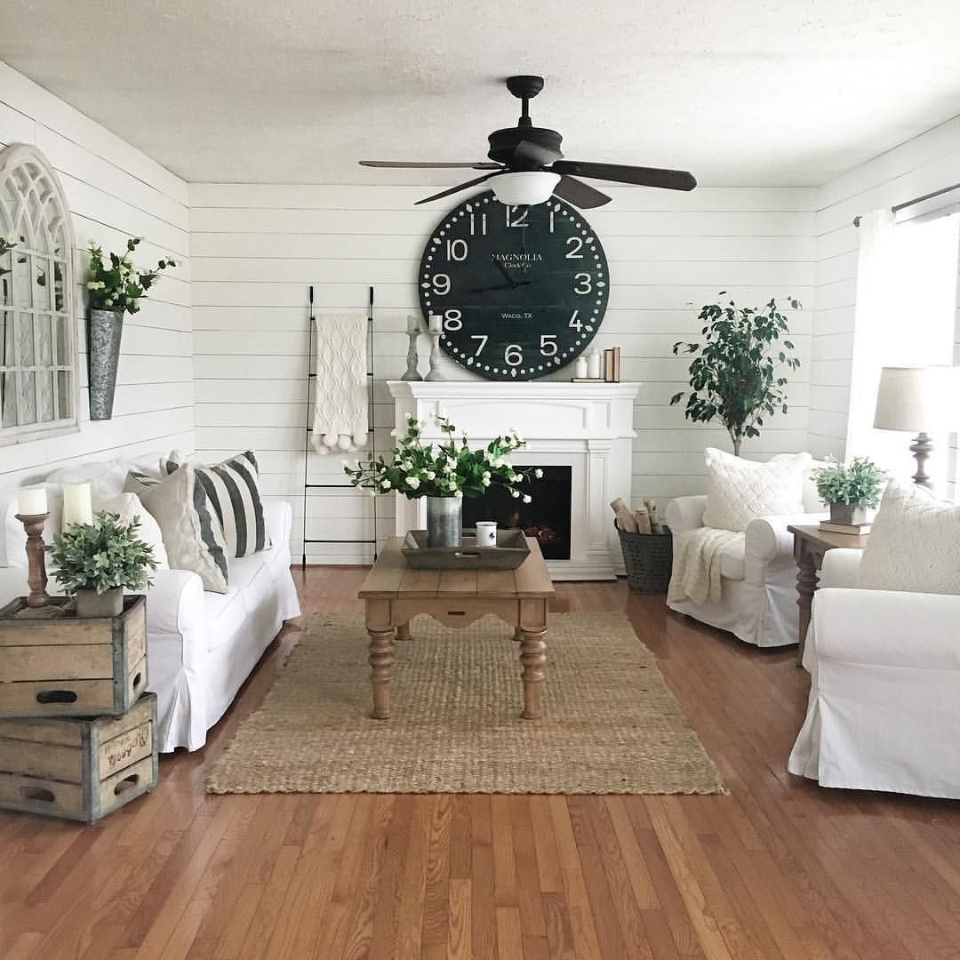 Denise on Instagram: “It's a chilly rainy day today which means it's a perfect day to have some fun decorating.  This is how I wish our family room always looked but real life with 8 kiddos and a hubby means there's not a gorgeous large Magnolia clock above our mantle but instead a large tv (darn television has to spoil all the fun, haha).  However we are on the hunt for a large antique mantel for our basement which this gorgeous clock will be sitting permanently above.  F... -   24 mantle decor with clock ideas