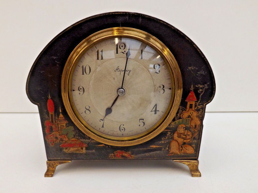 Asprey Chinoiserie 8 Day Mantle Clock With Black Japanned & Gilt Decoration -   24 mantle decor with clock ideas