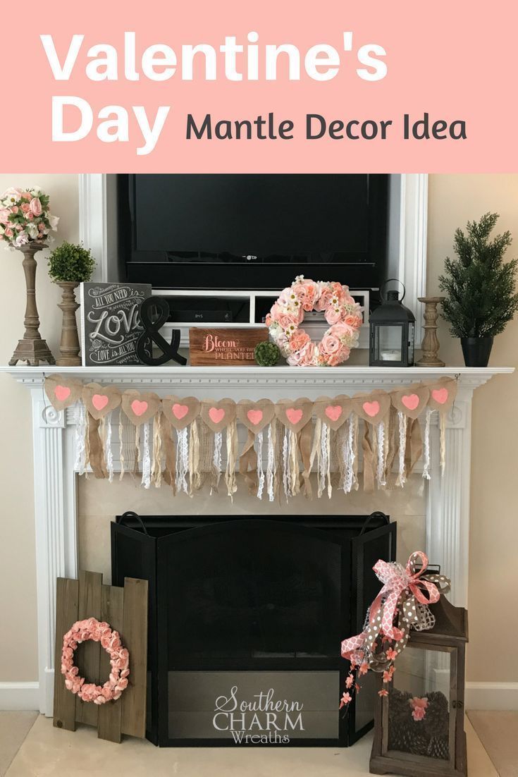 Valentine's Day Mantle Decor Idea -   24 mantle decor wreath
 ideas